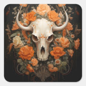 Boheemse suikerschedel bloeien Vierkante Sticker (Voorkant)
