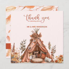 Boheemse Tent Wildflower Wedding Dank u kaart