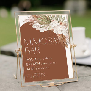 Boheemse Terracotta Bloemen- & Veren Mimosa Bar Poster