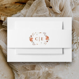 Boheemse verbrande-Oranje bloemenrustieke bruiloft Uitnodigingen Wikkel