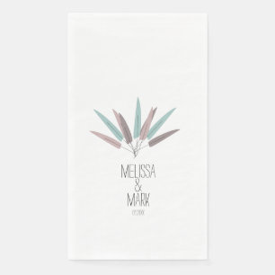 Boheemse Veren Pastel Kleuren Trouwnaam Servet