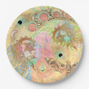 Boheemse vintage kunst unieke hippie pastelkleurig papieren bordje