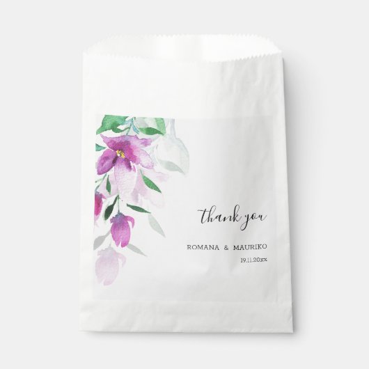 Boheemse Violet Waterverf Kunstbloemen Bedankzakje (Voorkant)