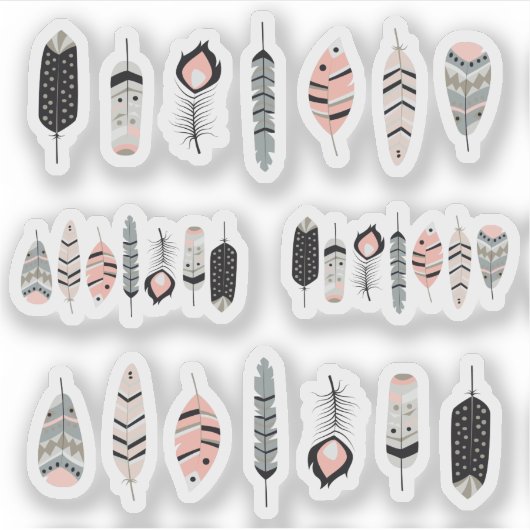 Boheemse Vogelveren in Blush Roze Planner Sheet Sticker (Voorkant)