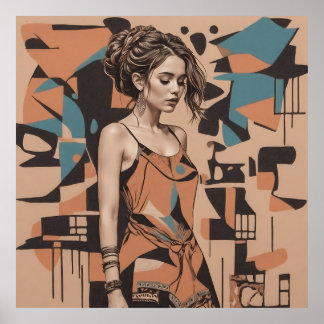 Boheemse vrouwelijke illustratie poster