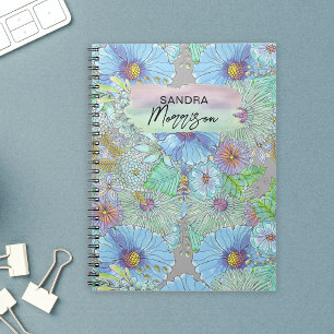 Boheemse Waterverf Grote gestileerde tuinbloemen Notitieboek