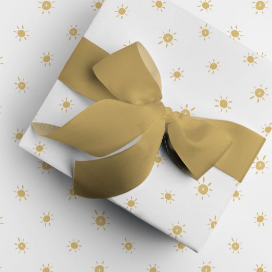 Boheemse Waterverf Zonnen in Geel Cadeaupapier