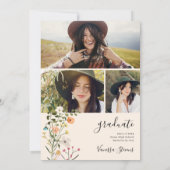 Boheemse weide wilde bloemen lente afstuderen kaart (Achterkant)