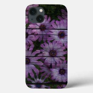 Boheemse Westerne Country Barn Board paarse daisy iPhone 13 Hoesje