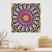 Boheemse Wheel of Fortune Fractal Mandala Art Poster (Keuken)