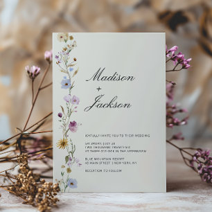 Boheemse Wilde Bloemen Elegante Kalligrafie Bruilo Kaart