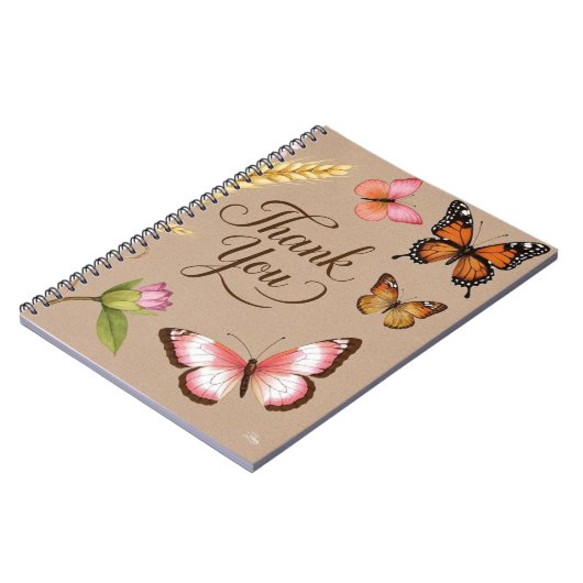 Boheemse wilde bloemen, vlinders, tarwestengels notitieboek (Linkerzijde)