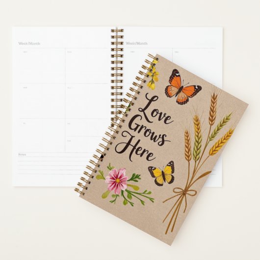 Boheemse wilde bloemen, vlinders, tarwestengels planner (Display)