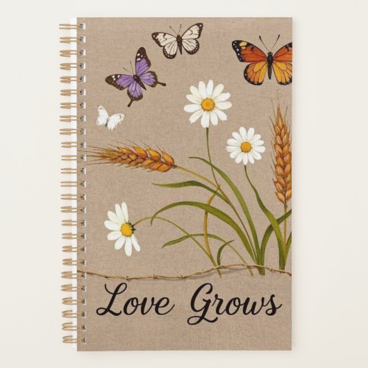 Boheemse wilde bloemen, vlinders, tarwestengels planner (Voorkant)