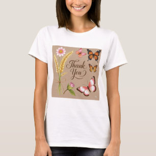 Boheemse wilde bloemen, vlinders, tarwestengels t-shirt