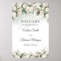 Boheemse witte rozen eucalyptus bruiloft welkom