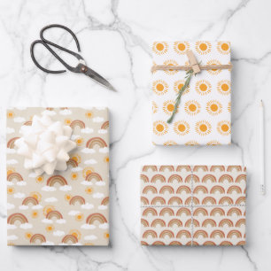 Boheemse woestijn regenboog en zonpatronen inpakpapier vel