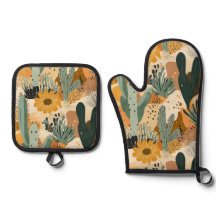 Boheemse woestijncactus en bloemenpatroon