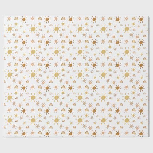 Boheemse zonneschijn en regenbogen in geel cadeaupapier (Vlak)