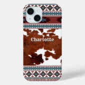 Boheemse Zuid-Westerne Koeienhuid Cowgirl Stijl Case-Mate iPhone Case (Achterkant)