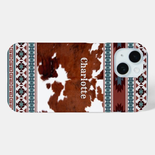 Boheemse Zuid-Westerne Koeienhuid Cowgirl Stijl Case-Mate iPhone Case (Achterkant (horizontaal))