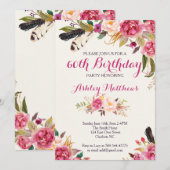 bohemain Floral Anniversaire Invitation (Devant / Derrière)