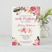 Bohemain Floral Birthday Invitation Kaart (Staand voorkant)