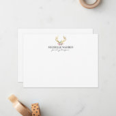 Bohème Antlers en or avec Fleurs Carte pour notes  (Devant/Arrière en situation)