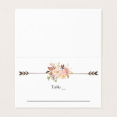 Bohème Aquarelle Fleurs Élégante Carte Place (Extérieur déplié)