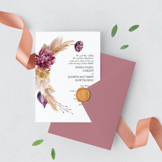 Bohème Automne Bourgogne Faire-part de mariage Flo