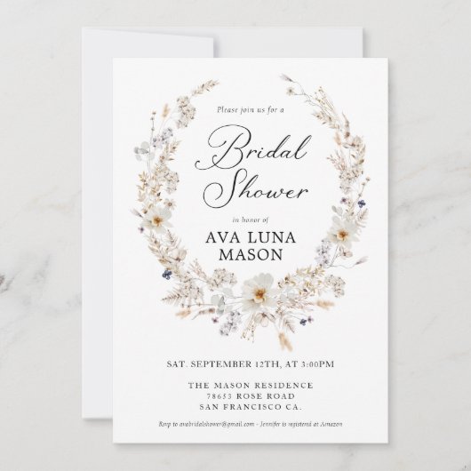 Bohème Automne Floral Bridal Showée Invitation (Devant)