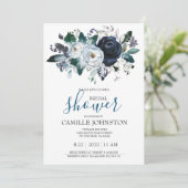 Bohème Bleu Douche nuptiale Invitation (Debout devant)