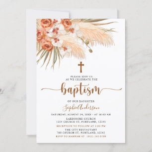 Bohème bohème Pampas Grass Baptême Invitation