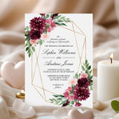 Bohème Bourgogne Rose Faire-part de mariage Floral