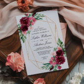 Bohème Bourgogne Rose Faire-part de mariage Floral