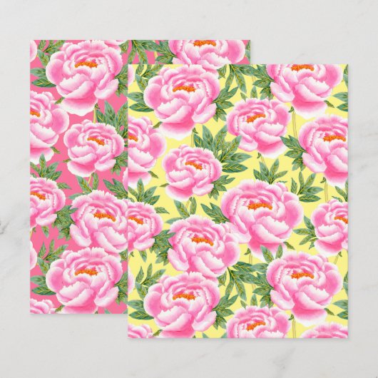 Bohème Chic Pink Peonies Motif papier de papier à (Devant / Derrière)