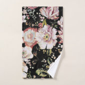 bohème chic rose pâle fleurs sombres floral (Serviette à main)