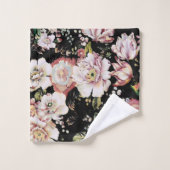 bohème chic rose pâle fleurs sombres floral (Gant de toilette)