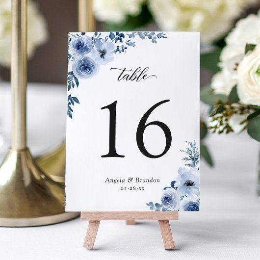 Bohème Dusty Blue Floral Mariage Numéro de table
