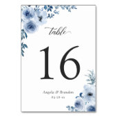 Bohème Dusty Blue Floral Mariage Numéro de table (Dos)
