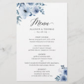 Bohème Dusty Blue Floral Menu Mariage (Devant)
