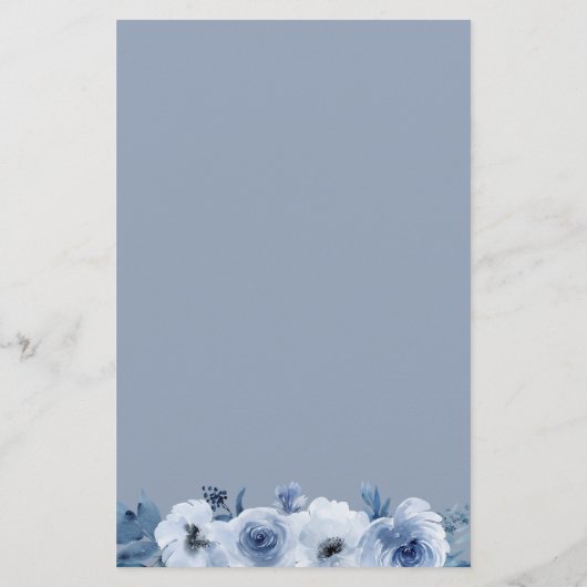 Bohème Dusty Blue Floral Menu Mariage (Dos)