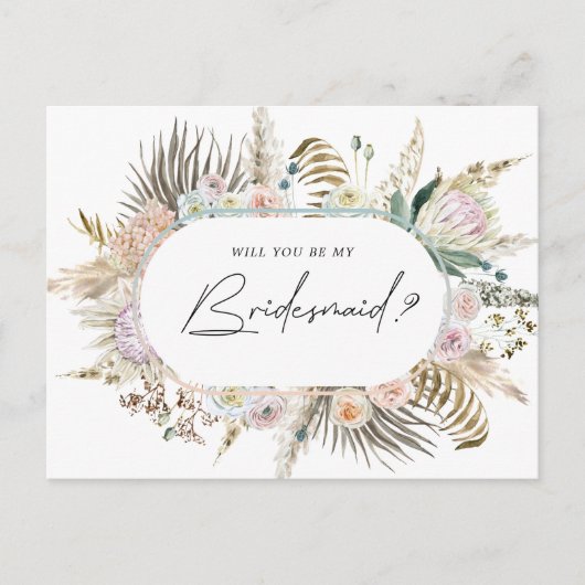Bohème Élégant Floral Bridesmaid Invitation Post (Devant)
