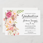 Bohême Floral Graduation party Invitation (Devant / Derrière)