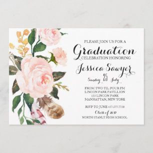 Bohème Floral Graduation party Invitation