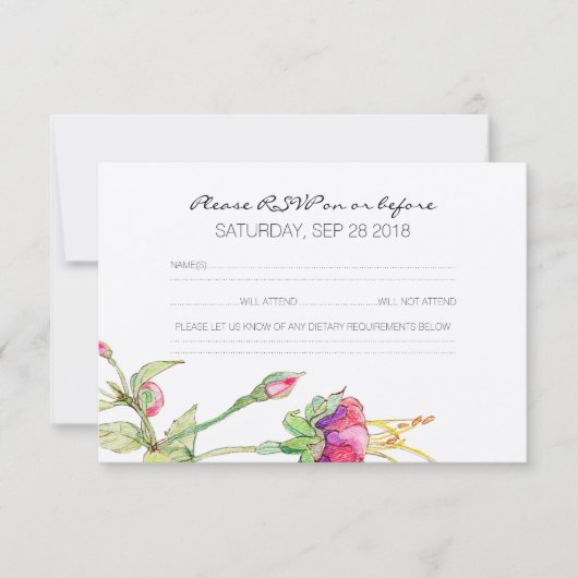 Bohème Floral Moderne Mariage Botanique Carte RSVP (Devant)