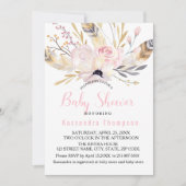 Bohème Floral & Plumes Baby shower Invitation (Devant)