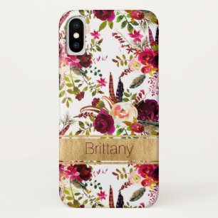 Bohème Floral, Plumes Coque-Mate iPhone X Coque