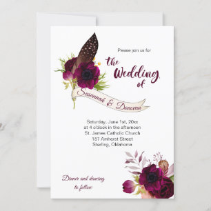 Bohème Floral Romance Bannière Mariage Invitations