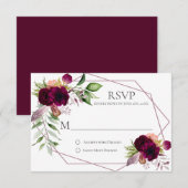 Bohème Floral Romance Cartes RSVP géométriques (Devant / Derrière)